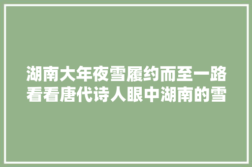 湖南大年夜雪履约而至一路看看唐代诗人眼中湖南的雪