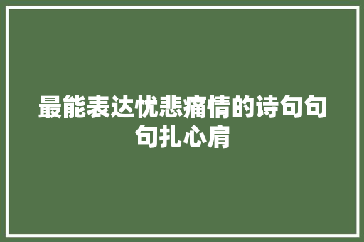 最能表达忧悲痛情的诗句句句扎心肩