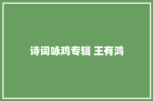 诗词咏鸡专辑 王有鸿