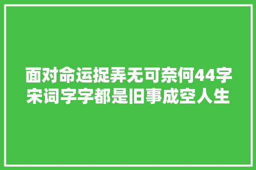 面对命运捉弄无可奈何44字宋词字字都是旧事成空人生如梦