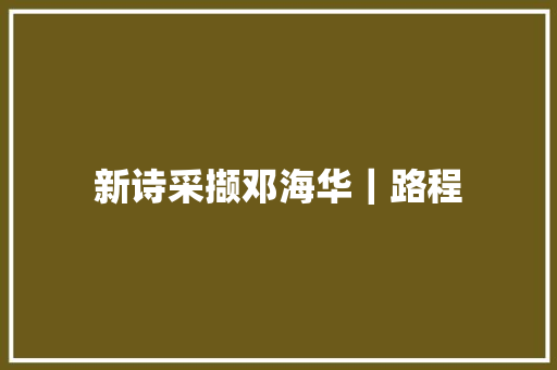 新诗采撷邓海华｜路程