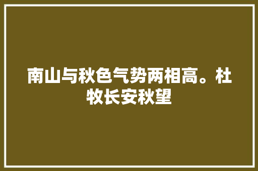 南山与秋色气势两相高。杜牧长安秋望