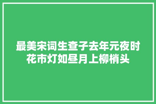 最美宋词生查子去年元夜时花市灯如昼月上柳梢头