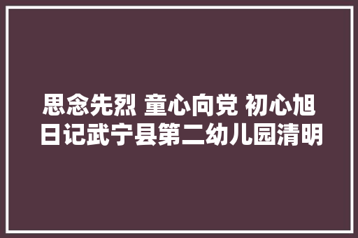 思念先烈 童心向党 初心旭日记武宁县第二幼儿园清明节主题活动