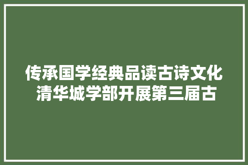 传承国学经典品读古诗文化 清华城学部开展第三届古诗词大年夜赛