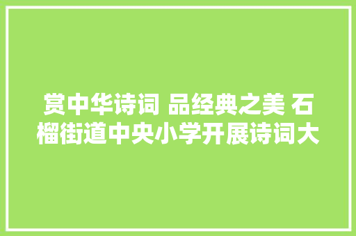赏中华诗词 品经典之美 石榴街道中央小学开展诗词大年夜会大年夜赛