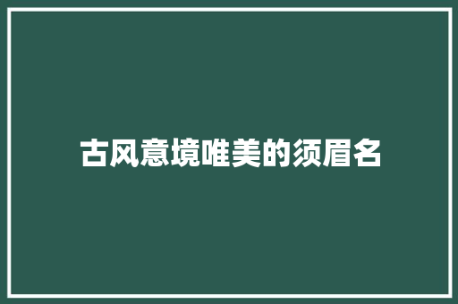 古风意境唯美的须眉名