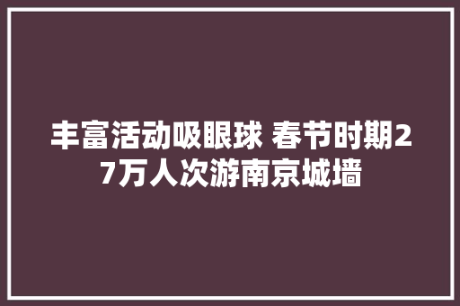 丰富活动吸眼球 春节时期27万人次游南京城墙