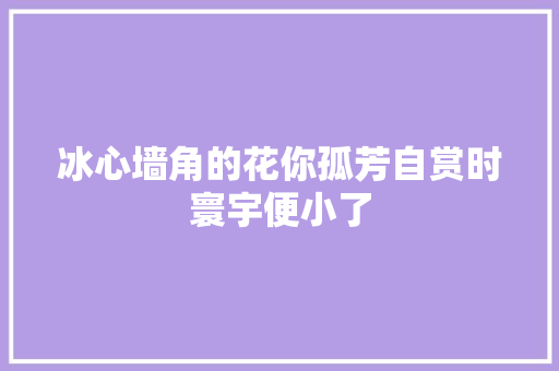冰心墙角的花你孤芳自赏时寰宇便小了