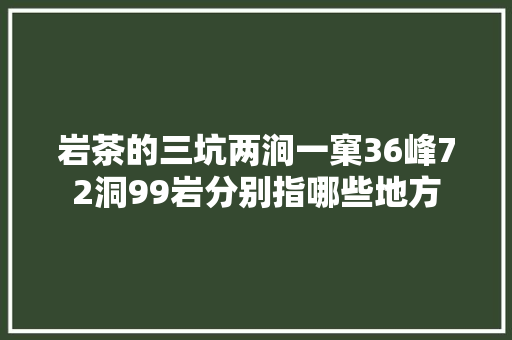 岩茶的三坑两涧一窠36峰72洞99岩分别指哪些地方