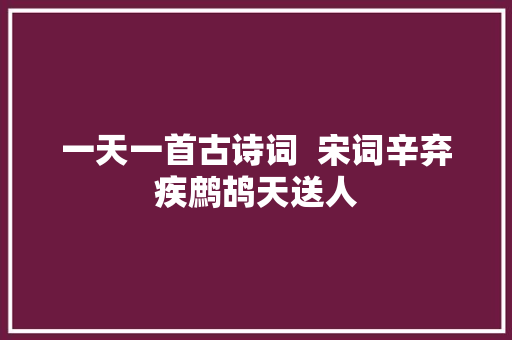 一天一首古诗词  宋词辛弃疾鹧鸪天送人