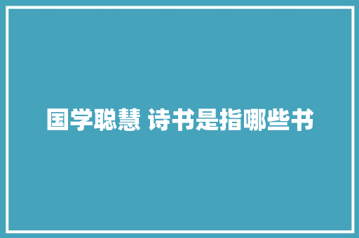 国学聪慧 诗书是指哪些书