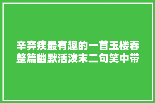 辛弃疾最有趣的一首玉楼春整篇幽默活泼末二句笑中带理