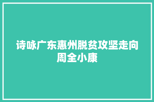 诗咏广东惠州脱贫攻坚走向周全小康