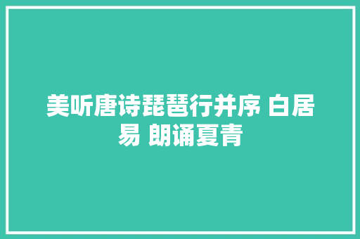 美听唐诗琵琶行并序 白居易 朗诵夏青