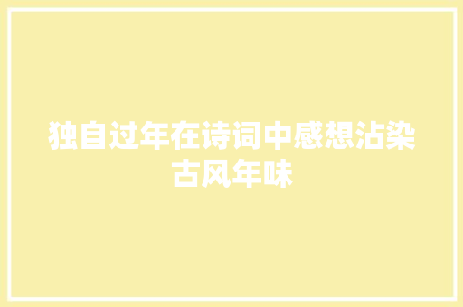 独自过年在诗词中感想沾染古风年味