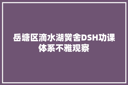 岳塘区滴水湖黉舍DSH功课体系不雅观察