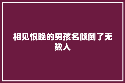 相见恨晚的男孩名倾倒了无数人