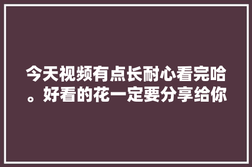 今天视频有点长耐心看完哈。好看的花一定要分享给你