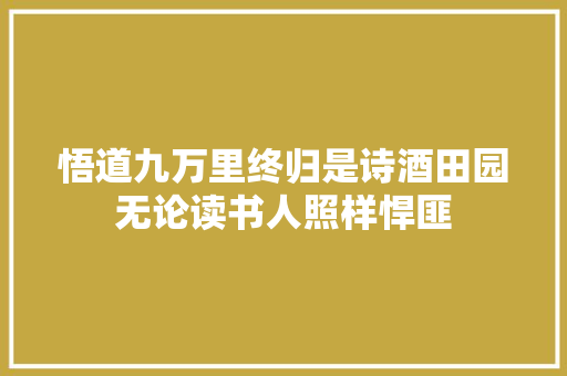 悟道九万里终归是诗酒田园无论读书人照样悍匪