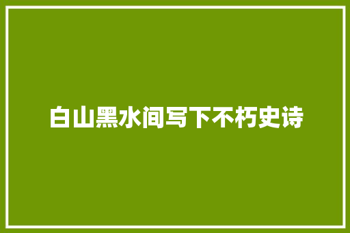 白山黑水间写下不朽史诗