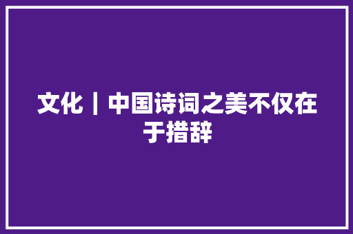 文化｜中国诗词之美不仅在于措辞