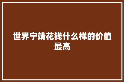 世界宁靖花钱什么样的价值最高 世界宁靖花钱什么样的价值最高