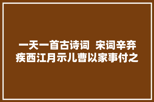 一天一首古诗词  宋词辛弃疾西江月示儿曹以家事付之