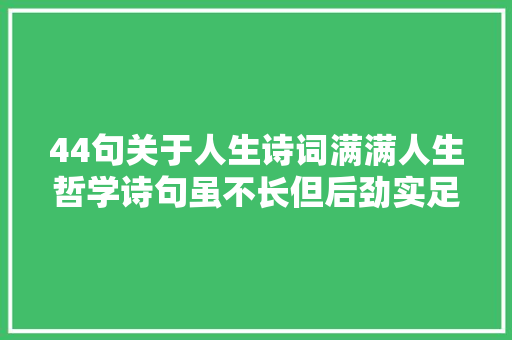 44句关于人生诗词满满人生哲学诗句虽不长但后劲实足
