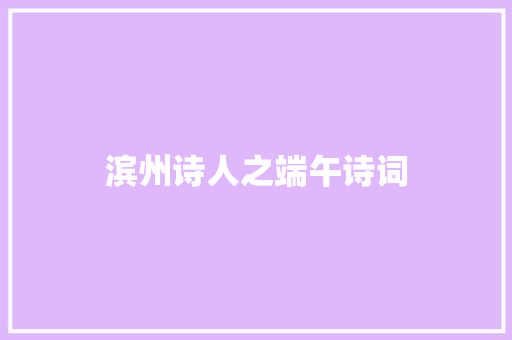 滨州诗人之端午诗词