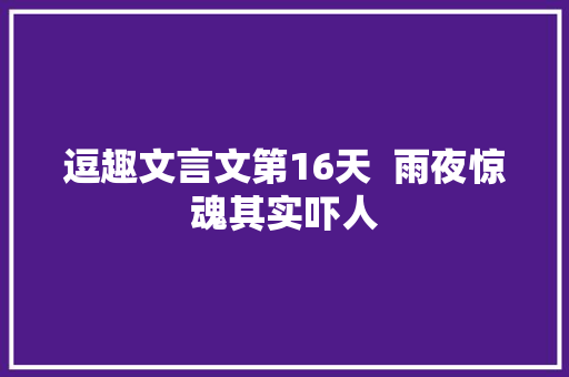 逗趣文言文第16天  雨夜惊魂其实吓人