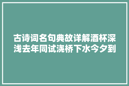 古诗词名句典故详解酒杯深浅去年同试浇桥下水今夕到湘中