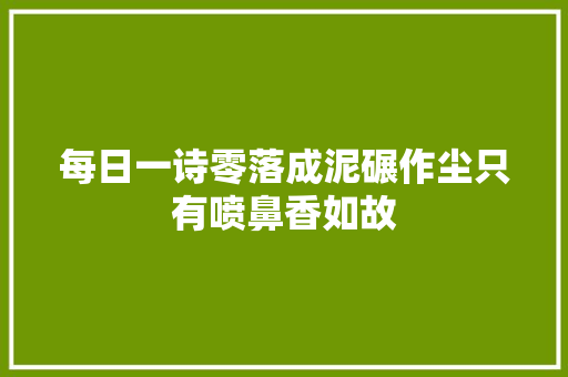 每日一诗零落成泥碾作尘只有喷鼻香如故
