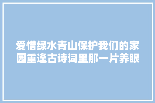 爱惜绿水青山保护我们的家园重逢古诗词里那一片养眼的新绿