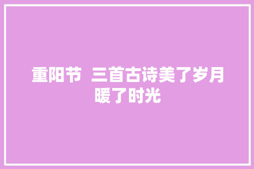 重阳节  三首古诗美了岁月暖了时光