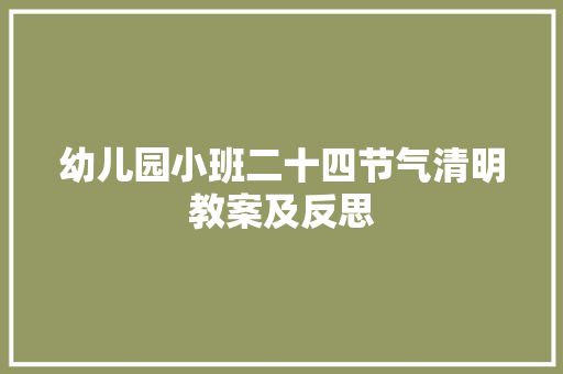 幼儿园小班二十四节气清明教案及反思
