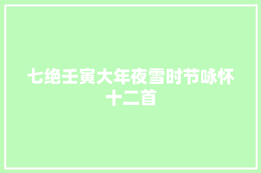 七绝壬寅大年夜雪时节咏怀十二首