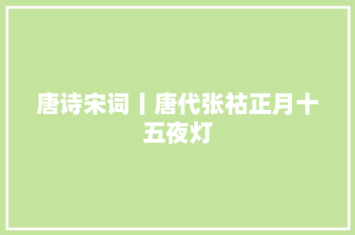 唐诗宋词丨唐代张祜正月十五夜灯