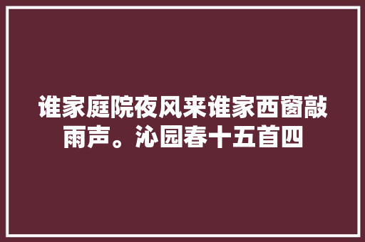 谁家庭院夜风来谁家西窗敲雨声。沁园春十五首四