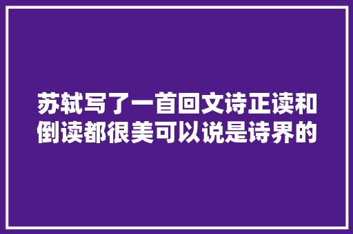 苏轼写了一首回文诗正读和倒读都很美可以说是诗界的一股清流