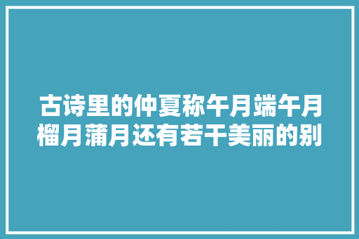 古诗里的仲夏称午月端午月榴月蒲月还有若干美丽的别称呢