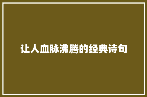 让人血脉沸腾的经典诗句
