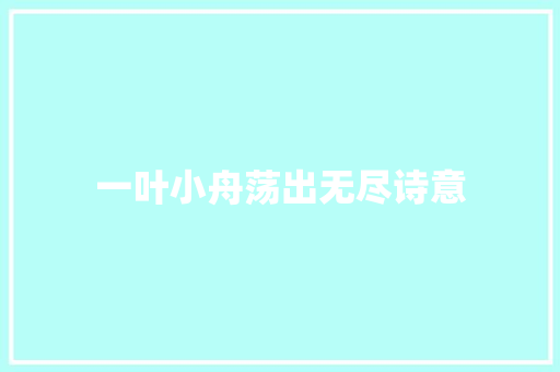 一叶小舟荡出无尽诗意