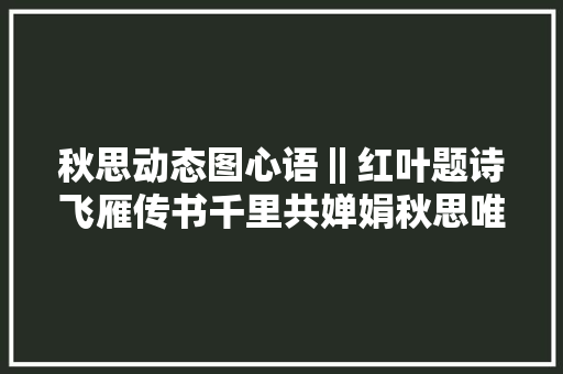 秋思动态图心语‖红叶题诗飞雁传书千里共婵娟秋思唯美