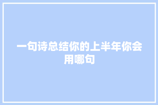 一句诗总结你的上半年你会用哪句