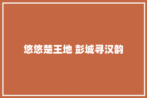 悠悠楚王地 彭城寻汉韵