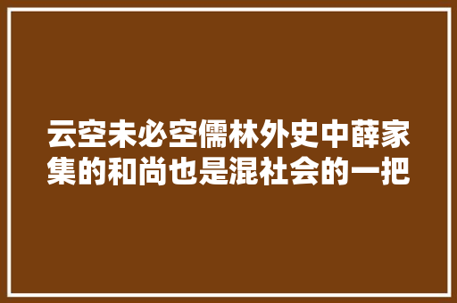 云空未必空儒林外史中薛家集的和尚也是混社会的一把好手