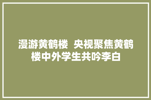 漫游黄鹤楼  央视聚焦黄鹤楼中外学生共吟李白