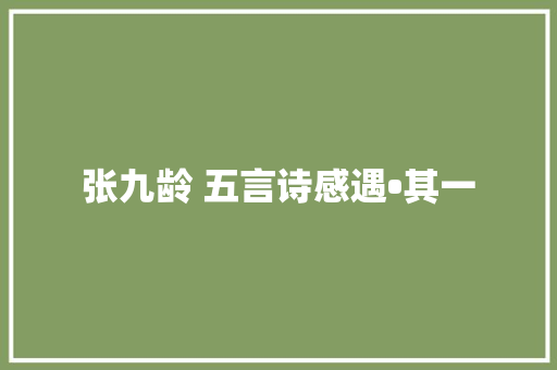 张九龄 五言诗感遇•其一