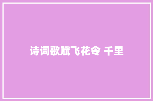 诗词歌赋飞花令 千里